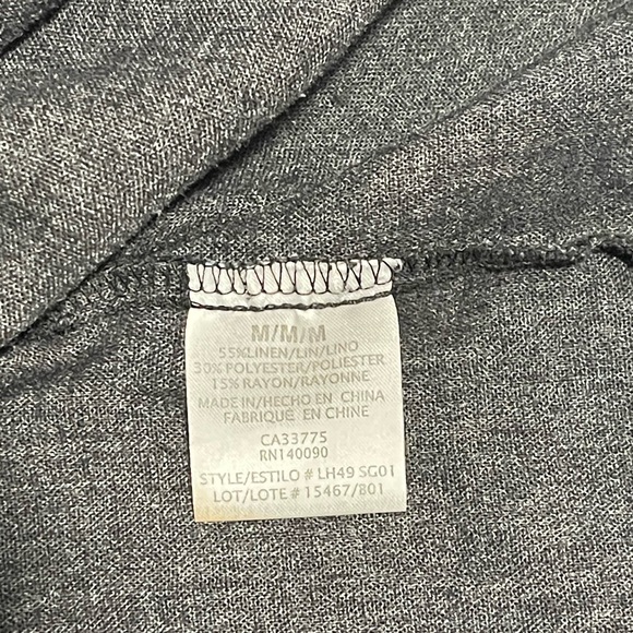 Simon Chang Linen Blend Embroidered Midi Dress With Pockets Grey Size Medium - Picture 7 of 7